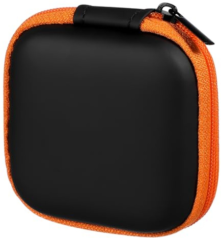 Mikikit Hard EVA Earbud Case 7.5x7.5x2.5 cm Orange – Shockproof Water-Resistant Travel Pouch for Earphones, USB Cables & Coins, Tangle-Free Storage for Pocket, Backpack, Gym