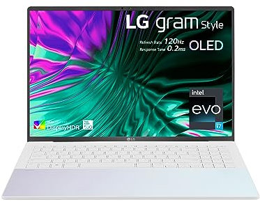 LG Electronics gram Style 2023 16Z90RS 16 inch ultra-lightweight OLED laptop, 13th Gen Intel Evo i7-1360P platform, 16GB RAM, 1TB SSD, Dolby ATMOS, Windows 11 (Holographic White)