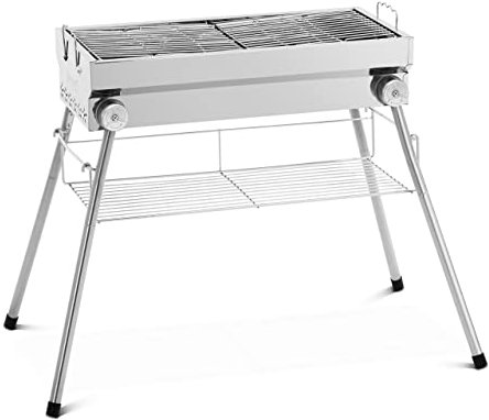 Royal Catering Barbecue a carbonella pieghevole con ripiano, 53 x 26 cm, in acciaio inox e plastica e acciaio (zincato)