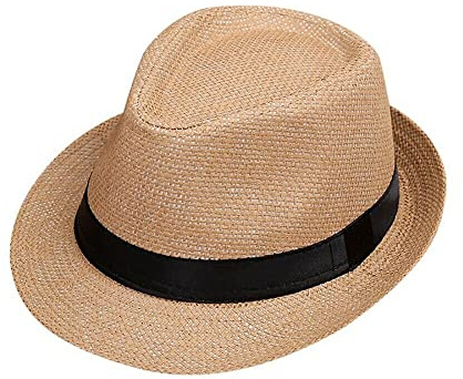 Boolavard Kids Girls Boys Summer Fedora Cappello di Paglia Cappello con Visiera Parasole da Spiaggia a Tesa Larga (Beige)