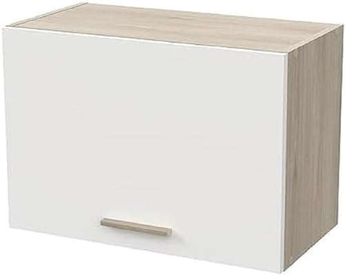 Meuble Haut de Cuisine 1 Porte - Cuisine Complete ‟ORIGAN” – Coloris Blanc Mat & Chêne - 60 x 30 x 42 cm