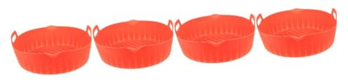 Zerodeko 4 Piezas Sartén De Aire Bandeja para Hornear Forro De Silicona para Freidora Bandeja De Horno De Freidora De Aire Cesta Freidora Freidoras Antiadherente Gel De Sílice Rotar Cazuela