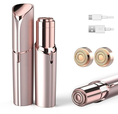 innobeaut Facial Hair Removal for Women, Electric Painless Facial Hair Remover for Face, Lip, Chin with USB Rechargeable, Gold(2 pcs Heads)