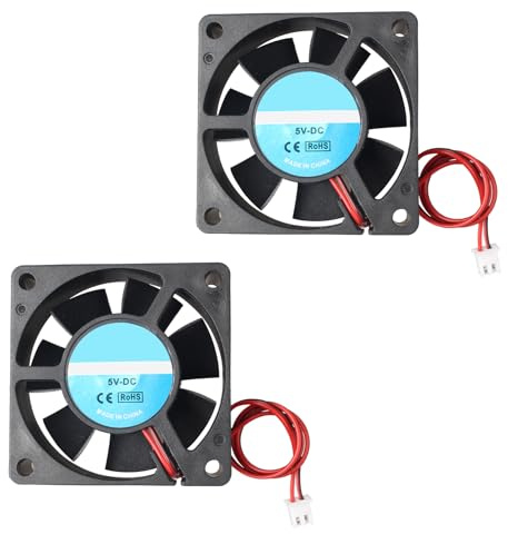 Jopto 2PCS Mini Brushless Silent 3D Printer Cooling Fan 60x60x20mm 6020 DC 5V Fan With 2 Pin Terminal Compatible With Laptop 3D Printer PC CPU Computer Cases For DIY With 30cm/11.81inch Cable