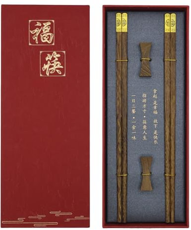 Essstäbchen, 2 Paar Holz Essstäbchen Wiederverwendbare Chinesische Stäbchen ,Sushi Stäbchen Set Chopsticks Aus Wengeholz,Mit 2 Essstäbchenablage, Chopstick Geschenkset