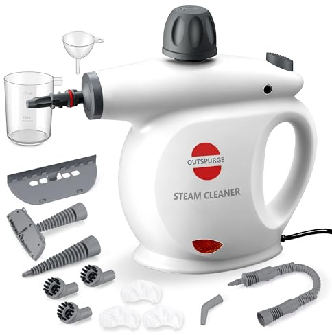 Outspurge Portable Steam Cleaner Multi-Surface Pressurized Steam Cleaner with 13 Accessories, Safety Lock, Steamer for Cleaning Floors, Upholstery, Grouts, Windows, Sofas and Car
