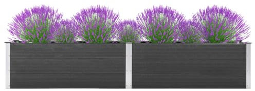 FUDUGEHMIOFWFJJ teichbecken,pflanzkübel XXL,pflanzkübel rechteckig,Garten-Hochbeet 200x50x54 cm WPC GrauGeeignet für Garten, Terrasse, Schlafzimmer, Wohnzimmer