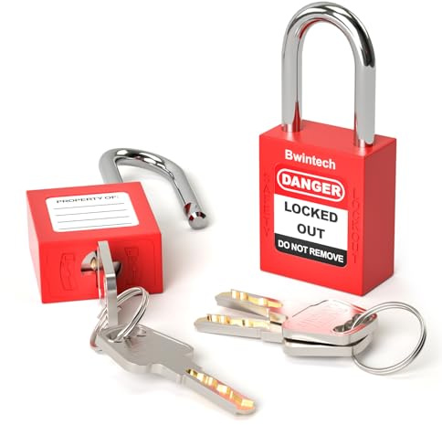 Bwintech 2 Pcs 38MM Keyed Alike Red Safety Padlock Lockout Tagout Lock for Lock Out Tag Out Stations and Devices