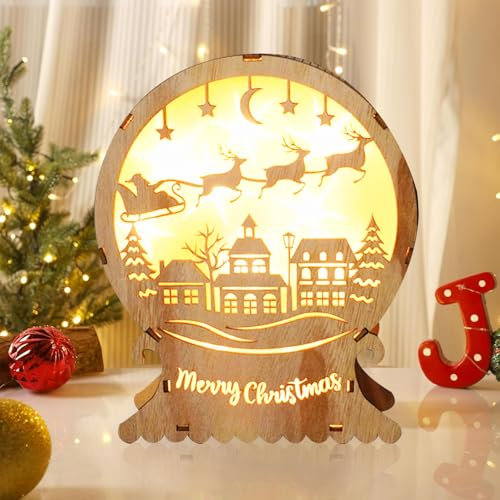 Led Weihnachtsbeleuchtung aus Holz,Weihnachtsstern Beleuchtung Fensterbeleuchtung,Herbstdeko Beleuchtung,Schlitten,Herbst Deko Lampe,Led Weihnachtsschmuck Holz,für Schlafzimmer Wohnzimmer Tisch Deko