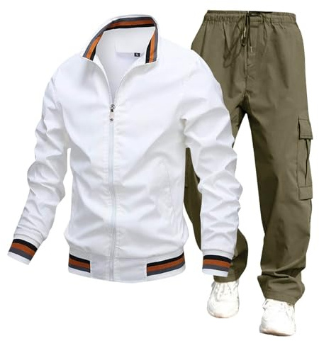 Generico Tuta Uomo Completa Completo Da In Felpa A Due Pezzi Set Di Tute Jogging Sportive Contrasto Casual Corto