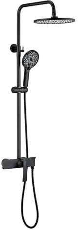 BiaoTeng Colonne de Douche avec Mitigeur pour Baignoire Hauteur Réglable Monocommande Robinet de Baignoire Ensemble de Douche Mural Noir