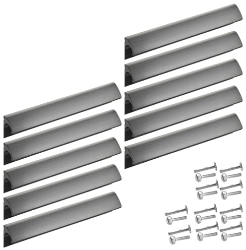 SOTECH 10 x Möbelgriffe Blackline ELEGANCE BA 160 mm schwarz matt eloxiert | Aluminium L: 180 mm Griffleiste deckt alte Bohrlöcher ab