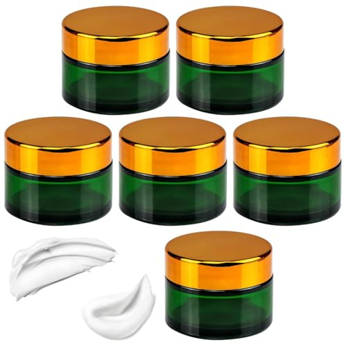 6 Pcs Pots de Crème Vides, 30ml Pot à cosmétiques,Petit Pot Verre pour Voyage,Verre Cosmétique, Contenant Réutilisable, Pots de Voyage avec Couvercle pour Crèmes, Lotions