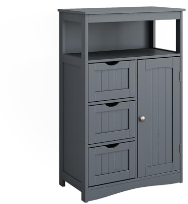 Vicco Midischrank Bianco, Grau, 56 x 86.5 cm | zur Aufbewahrung von Badutensilien und Handtüchern