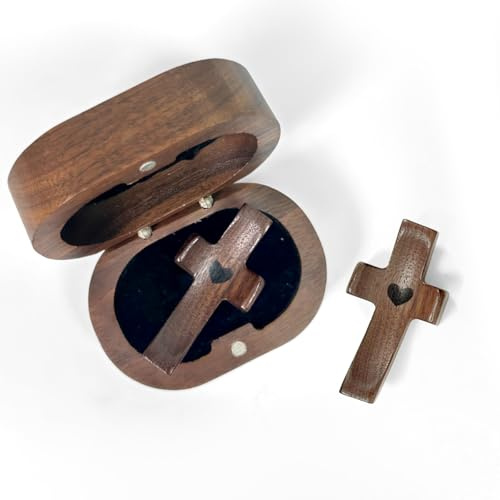 Jesuspirit - Personalized Pocket Olive Wood Cross, Fidget for Prayer & Comfort, Christian Gift for Men Women, Clinging Faith, Religious Gifts Pocket Cross My Heart