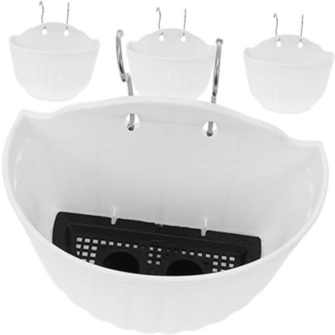 VICASKY Balcony Flowerpots Hanging Plant Pot for Wall Hanging Use Outdoor Balcony Garden Decoration Small Size Resin Planter with Hooks Included Modern Decorative Flower Holder