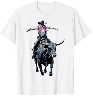 Coquette Bow Bull Rider Bull Riding Girl Mom Mother's Day T-Shirt