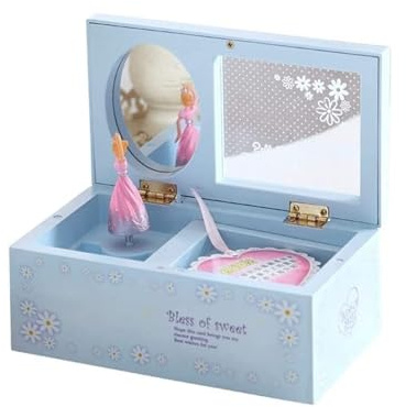 OXOAMP Cajas Musicales Caja de joyería Musical Dulce for niñas Bailarina Mecanismo de Reloj Caja de música giratoria Regalo for Amante (Tamaño: 17,5 x 10 x 16 cm) (BLU)