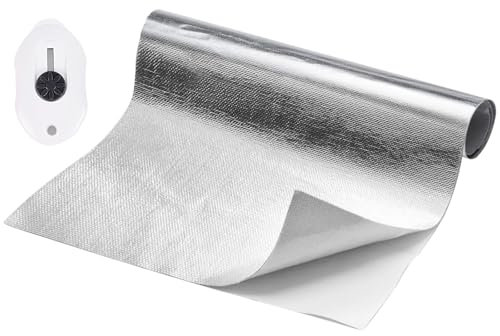 LongZYU Pannello Scudo Termico In Alluminio Pellicola Protettiva Termica Autoadesiva in Fibra di Vetro Pratico Foglio Paracalore Termo Isolante Adesivo per Tubo Scarico Auto Moto , 30 x 300 cm