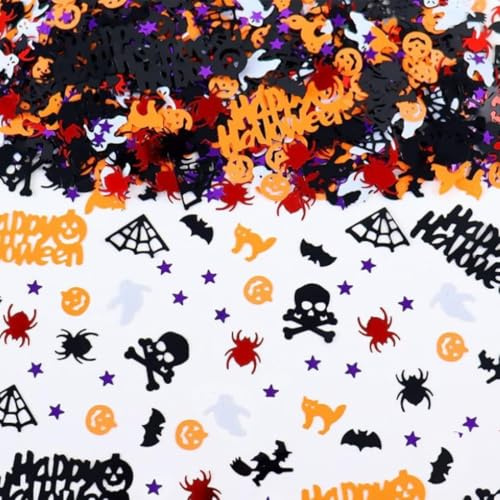 AEKZOX 800 Piezas Confeti de Halloween para Decoración de Mesa, Adorno de Fiesta de Halloween, Decoración de Terror para Halloween (C)
