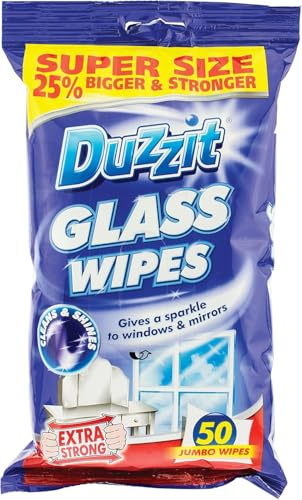 2 x DUZZITT GLASS WIPES for windows and mirrors clean and shine, PACK OF 50