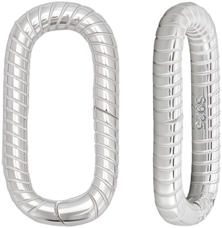 SUNNYCLUE 1 caja de 2 cierres de Plata de Ley con Forma Ovalada Y 925 cierres de Resorte para Anillos, con Forma de Raya Ovalada grandes, Cierres de Metal para Pulseras, Mosquetones, Cierres de Aro pa
