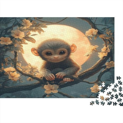 1000pcs (75x50cm) Luna Llena Rompecabezas Monito Entre Flores De Bricolaje para Adultos Y Multitud De 14 Años En Adelante
