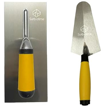 Spatula 2-Piece Set - 300mm plastering Trowel and 180mm Gauge Trowel - Made of Durable Carbon Steel - Building Bricklaying, with Soft-Grip Handle. A Hand Tool Suitable for DIY Enthusiasts and Masons.