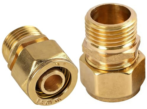 Accesorio de transición con rosca macho de 16 mm x 1/2, accesorio de compresión para tubería de aluminio compuesto, adaptador de latón para conexiones e instalaciones de tuberías.