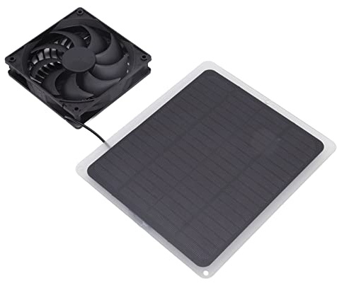 aqxreight Kit de Ventilador de Panel Solar Mini Ventilador de Ahorro de Energía Conjunto de Panel Solar Kit de de Escape Portátil IP014 con de Escape de Jaula Células Solares de Silicio (IP014 con