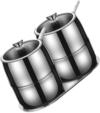 XAGMODSHN 2 pz Doppio Strato Spezie Shaker in Acciaio Inox Doppio Spezie Shaker Peperoni Dispenser Regolabile A Prova umidità Spezie Vaso