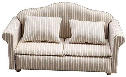Pegciuho Puppenhaus Sofa Im Maßstab 1:12, Mini Liegesessel mit Kissen Und Zubehör, Ideal für Kleinkinder Und Kinder Zum Rollenspiel, Doppelsofa