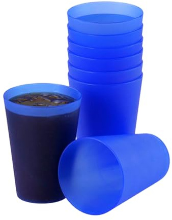 S&S-Shop 10 Trinkbecher 400 ml Blau, Hartplastikbecher für Party, Kinderbecher, stapelbare Plastikbecher 0,4 l, Mehrweg Kunststoffbecher, Zahnputzbecher & Cocktailgläser Plastik