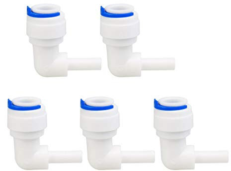 sourcing map Elbow, 3/8 Inch-1/4 Inch Tube OD Quick Connect Water Purifiers Tube Fittings Push in to Connector Filter Tubing Hose Pipe Joint for RO Reverse Osmosis System 5pcs