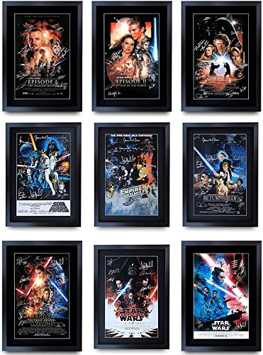 HWC Trading, A3, Star Wars Poster della Collezione cinematografica con firme del Cast, Stampa con autografi, Regalo, Stampa Fotografica, Saga Completa: Tutti i 9