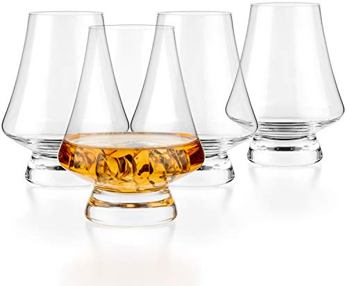 Luxbe - Bourbon Whisky Crystal Tasting Glass Snifter, Set of 4 - Classic Tasting Glasses with Narrow Rim - Handcrafted - Good for Cognac Brandy Scotch - 7-ounce/200ml