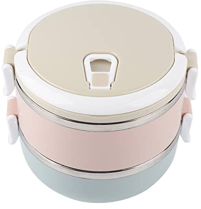 Nikou Fiambrera térmica - Caja Bento portátil de acero inoxidable Recipiente a prueba de herrumbre Caja Bento El recipiente para alimentos se puede volver a montar (1400ml)