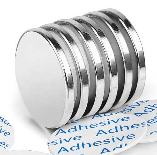 6 Pack Magnets, 30 x 3 mm 8 KG Pull Super Strong Neodymium Disc Magnets, Magnet Strong with Double-Sided Adhesive, Powerful Permanent Rare Earth Magnet for Fridge, DIY, Building, Craft, Office