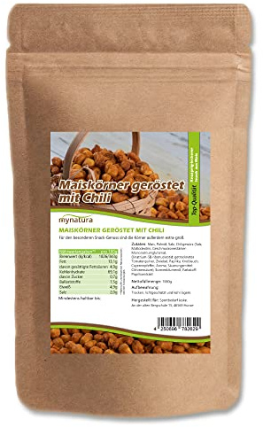 Mynatura Giant Corn Maiskörner geröstet mit CHILI I Getreide I Mais I Salzig I Snack I Vegan I Knusprig I Knabbern I Beutel (1x 1000g)