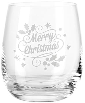 GRAVURZEILE Leonardo Tivoli Teelicht Glas - Swirls Design - Hochwertige Lasergravur - Merry Christmas Weihnachtsglas - Geschenk zu Weihnachten für Freunde, Familie, Sie & Ihn