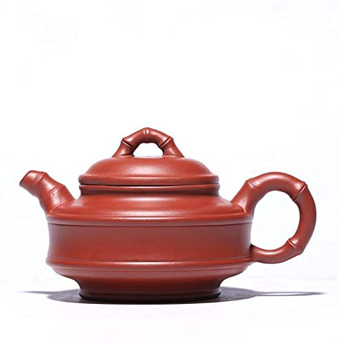 OSCCAR Yixing Chinois zisha théière de zisha, à la Main Vintage rétro Unique Oriental Original Original Antique Design Antique Minerai Purple Argile Violet Tea Pot, 220ml Little Little Bamboo Formé