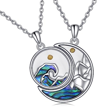 POPLYKE Senfsamen-Glaubens-Halskette, Kreuzschmuck, Sterlingsilber, Berg-Anhänger für Damen und Herren, christlicher Schmuck, Geschenke, Sterling Silber, Abalone