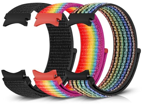 Nylonarmband kompatibelt med Samsung Galaxy Watch 6/5/4 40/44 mm/Galaxy Watch 6 Classic, 43/47 mm/Watch 5 Pro 45 mm/Galaxy Watch 4 Classic 42/46 mm, klockarmband i nylon för kvinnor och män
