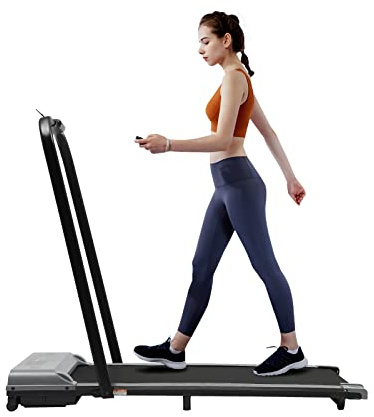 Laufband für Zuhause 2 in 1 Klappbares Laufband 10km/h Klappbar Laufband Fernbedienung LED Display Walking Jogging für Home Office bis 100kg (Grau)