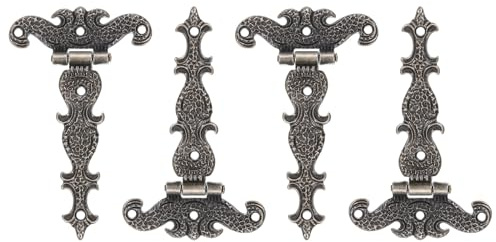sourcing map 3.5 Inch Door Tee Hinge, 4Pcs T-Strap Hinges Retro Decorative Hinge for Wooden Fences Yard Doors Barn Gate Wooden Box, Bronze