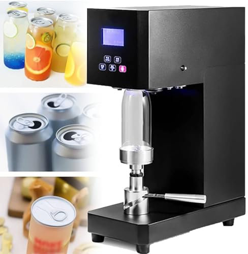 YANGYMM 370W Electric Can Sealer, 5.5 cm/2.2” Diameter Aluminum Cans Closing, Commercial Drink Sealing Machine, Automatic Tin Can Seamer, Height Adjustable,Black