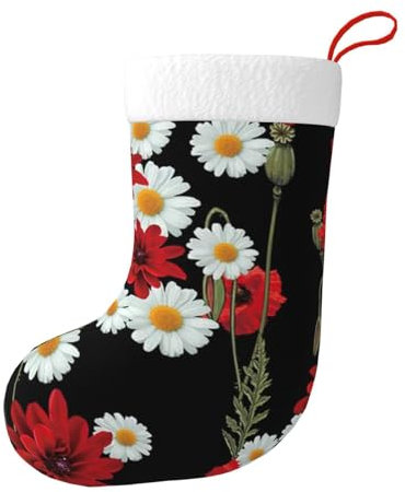 Hgbbdyyjj Weihnachtsstrümpfe für Herren und Damen, Weihnachtsstrümpfe, weiches Polyester, Rot, Schwarz , Einheitsgröße