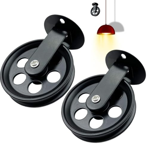 Rueda De Polea Para Luz Colgante Enchufable,Soporte De Polea De Montaje En Pared - 2X Accesorios para lámparas de techo de hierro retro | Ruedas de polea negras, accesorios de iluminación de polea de