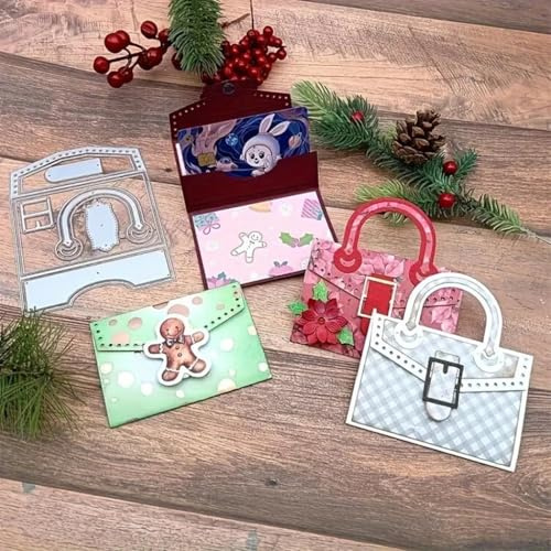 Sredwtk Handtasche Umschlag Stanzschablonen Geburtstag Weihnachten Metall Prägeschablonen Stanzformen Schneiden für DIY Karte Sammelalbum Scrapbooking Fotoalbum Deko