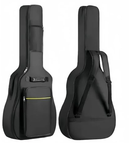 JTKSSCS Akustiska gitarrväskor akustisk gitarrväska 100 cm 0,25 skumstoppning vattentålig dubbel justerbar axelrem fodral, Svart 41 tum, En storlek, En stil